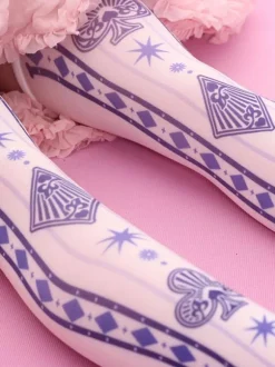 Gothic Lolita Socks Deep Blue Velvet Printed Lolita Stockings