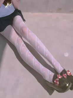 Gothic Lolita Socks White Accessory Polyester Hearts Pattern Lolita Accessories