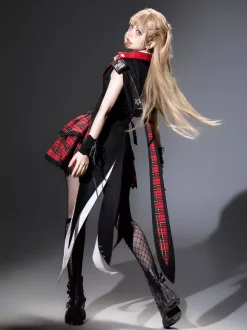 Gothic Lolita Suit Hooded Jacket And Blouse And Skirt Three-Piece Set Midnight Bunny Rock Gothic Lolita Suit
