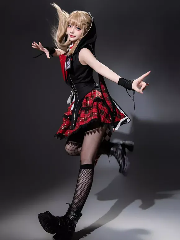 Gothic Lolita Suit Hooded Jacket And Blouse And Skirt Three-Piece Set Midnight Bunny Rock Gothic Lolita Suit
