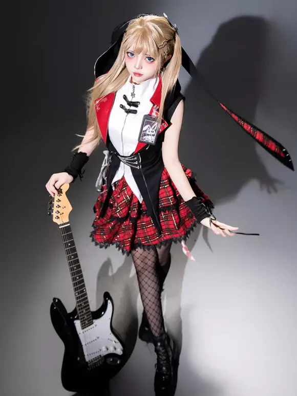 Gothic Lolita Suit Hooded Jacket And Blouse And Skirt Three-Piece Set Midnight Bunny Rock Gothic Lolita Suit