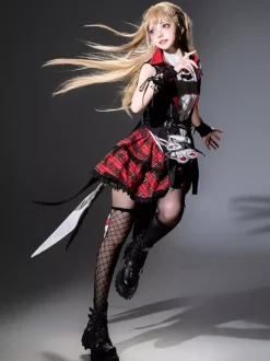 Gothic Lolita Suit Hooded Jacket And Blouse And Skirt Three-Piece Set Midnight Bunny Rock Gothic Lolita Suit
