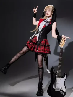 Gothic Lolita Suit Hooded Jacket And Blouse And Skirt Three-Piece Set Midnight Bunny Rock Gothic Lolita Suit