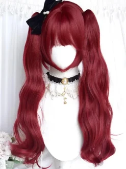Gothic Lolita Wig Long Heat-resistant Fiber Burgundy Lolita Accessories