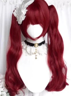 Gothic Lolita Wig Long Heat-resistant Fiber Burgundy Lolita Accessories