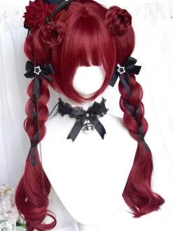 Gothic Lolita Wig Long Heat-resistant Fiber Burgundy Lolita Accessories