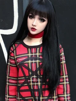 Gothic Lolita Wigs Black Long Tousled Lolita Hair Wigs With Bangs