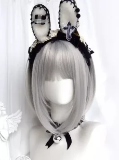 Gothic Lolita Wig Short Tousled Silver Lolita Accessories