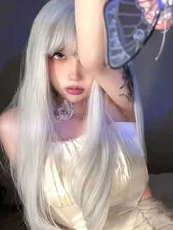 Gothic Lolita Wigs Long Tousled Silver Lolita Accessories