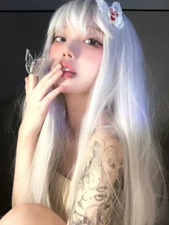 Gothic Lolita Wigs Long Tousled Silver Lolita Accessories