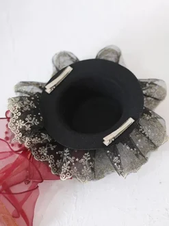 Gothic Top Hat Lace Bow Fascinator Hair Clip Vintage Accessory