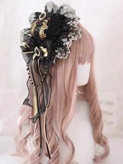 Gothic Top Hat Lace Bow Fascinator Hair Clip Vintage Accessory