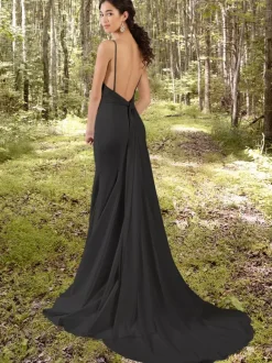 Gothic Wedding Dresses Mermaid Sleeveless Chiffon With Train Bridal Dress