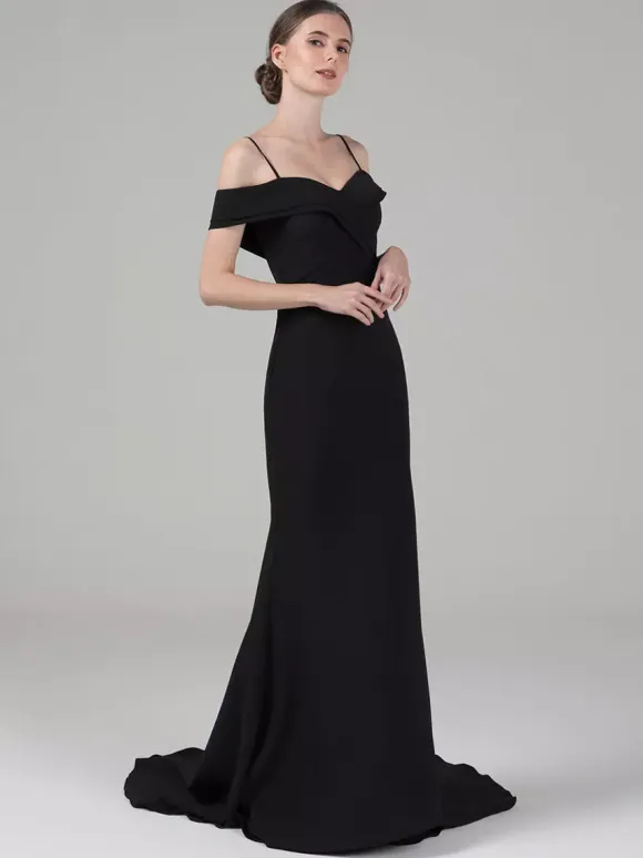 Gothic Wedding Dresses Stretch Crepe Mermaid Sleeveless With Train Bridal Gown Free Customization