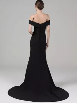 Gothic Wedding Dresses Stretch Crepe Mermaid Sleeveless With Train Bridal Gown Free Customization