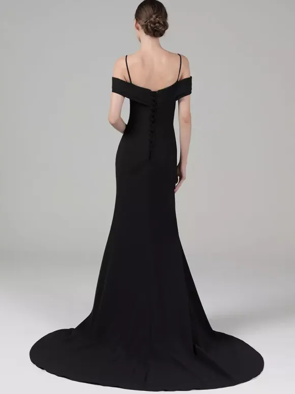 Gothic Wedding Dresses Stretch Crepe Mermaid Sleeveless With Train Bridal Gown Free Customization
