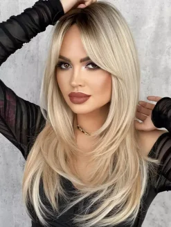 Gradual Long Straight Hair With Curtain Bangs Layered Full Head Synthetic Wig For Women 2026