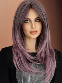 Gradual Long Straight Hair With Curtain Bangs Layered Full Head Synthetic Wig For Women 2026