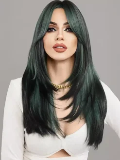 Gradual Long Straight Hair With Curtain Bangs Layered Full Head Synthetic Wig For Women 2026