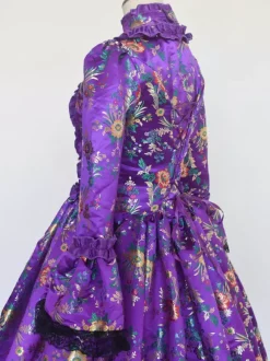 Grape Retro Tudor Dress Costumes Lace Up Satin Fabric Tattoo Print Choker Girl's Gothic Marie Antoinette Costume Set Masquerade Ball Gown