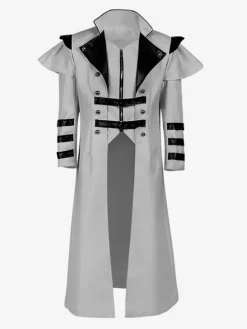 Gray Medieval palace banquet wear zipper slit long windbreaker stage performance wear
