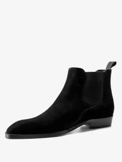 Gray Suede Chelsea Boots for Men Leather Round Toe Ankle Boots