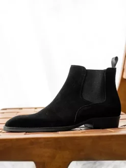 Gray Suede Chelsea Boots for Men Leather Round Toe Ankle Boots