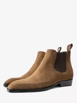 Gray Suede Chelsea Boots for Men Leather Round Toe Ankle Boots