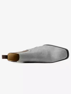 Gray Suede Chelsea Boots for Men Leather Round Toe Ankle Boots