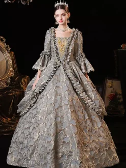 Gray Retro Tudor Dress Costumes Women's Polyester Dress European Style Marie Antoinette Costume Party Prom Dress