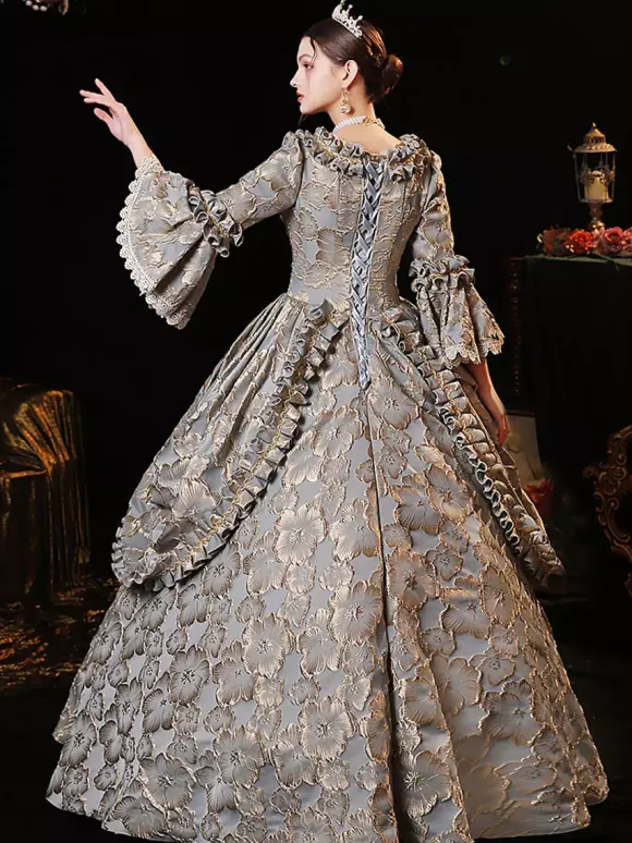 Gray Retro Tudor Dress Costumes Women's Polyester Dress European Style Marie Antoinette Costume Party Prom Dress