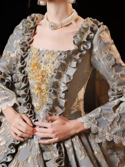 Gray Retro Tudor Dress Costumes Women's Polyester Dress European Style Marie Antoinette Costume Party Prom Dress
