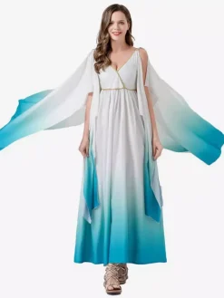 Greek Costumes Light Sky Blue Elegant Dress Ombre Set Costumes