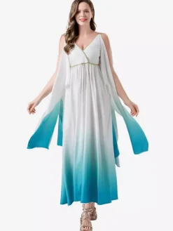 Greek Costumes Light Sky Blue Elegant Dress Ombre Set Costumes