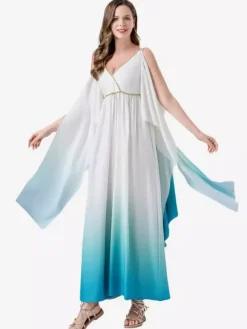 Greek Costumes Light Sky Blue Elegant Dress Ombre Set Costumes