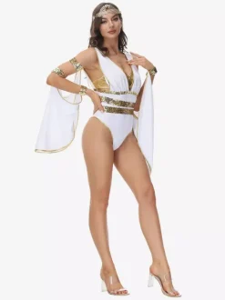 Greek cosplay Costumes Sexy White Womens Jumpsuit Halloween Holidays Costumes