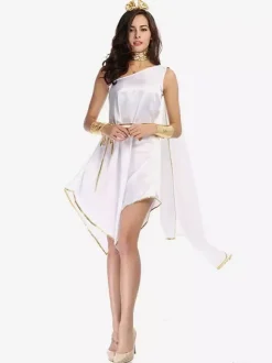Greek Goddess White Flowing Dress Elegant Dress Holidays Costumes