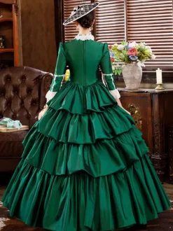 Green Retro Tudor Dress Costumes For Women Dress Euro-Style Marie Antoinette Costume Masquerade Ball Gown