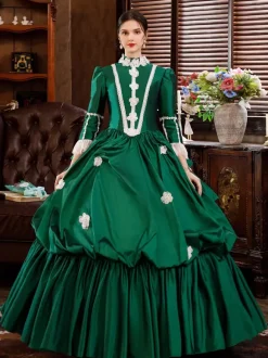 Green Retro Tudor Dress Costumes For Women Dress Euro-Style Marie Antoinette Costume Masquerade Ball Gown