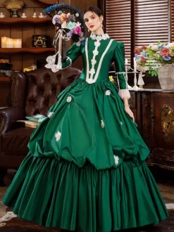 Green Retro Tudor Dress Costumes For Women Dress Euro-Style Marie Antoinette Costume Masquerade Ball Gown