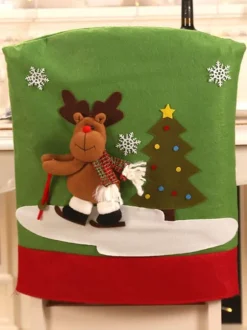 Green Christmas Chair Cover Polyester Fiber Christmas Holidays Costumes