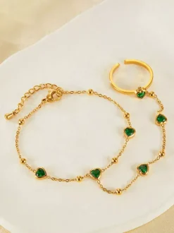 Green Heart Hand Chain For Women 2026