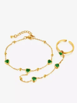 Green Heart Hand Chain For Women 2026