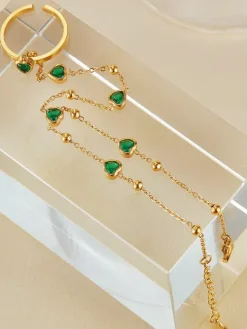 Green Heart Hand Chain For Women 2026