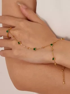 Green Heart Hand Chain For Women 2026