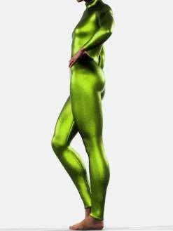Green Metallic Bodysuit Latex Catsuits Halloween