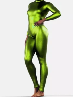 Green Metallic Bodysuit Latex Catsuits Halloween