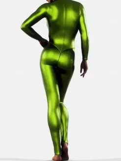 Green Metallic Bodysuit Latex Catsuits Halloween