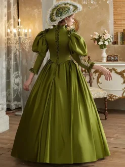 Green Retro Costumes Women's Marie Antoinette Costume Polyester Dress Renaissance Vintage Clothing