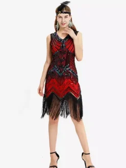 Green Retro Costumes Women's Rhinestones Fringe Marie Antoinette Costume Polyester Set Dress Accessory Retro Masquerade Ball Gown Burgundy